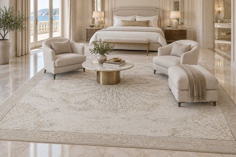 Interior with Seedhead in a guest room (visualisation, AI-generated)