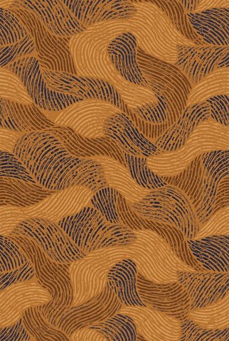 Rug design Strand in Amber & Ink (visualisation, AI-generated)