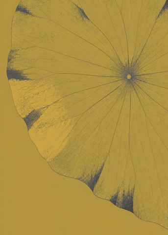 Rug design Lotus in Mustard & Olive (visualisation, AI-generated)