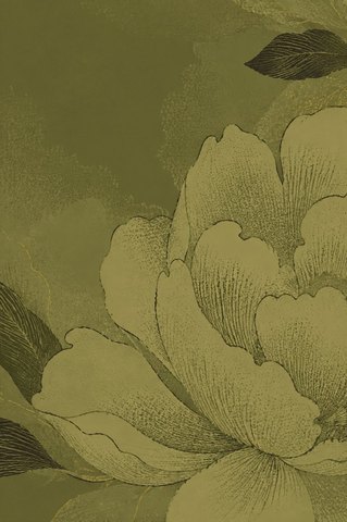 Rug design Petal in Olive tonal (visualisation, AI-generated)