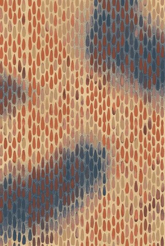 Rug design Droplet in Camel & Petrol (visualisation, AI-generated)