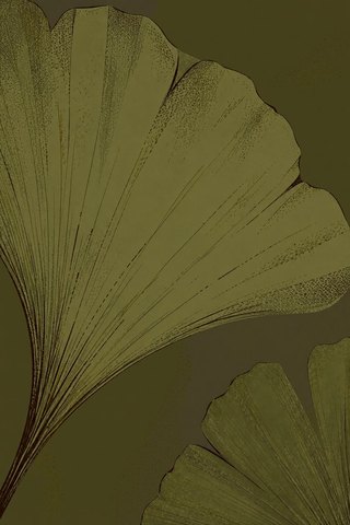 Rug design Ginkgo in Olive tonal (visualisation, AI-generated)