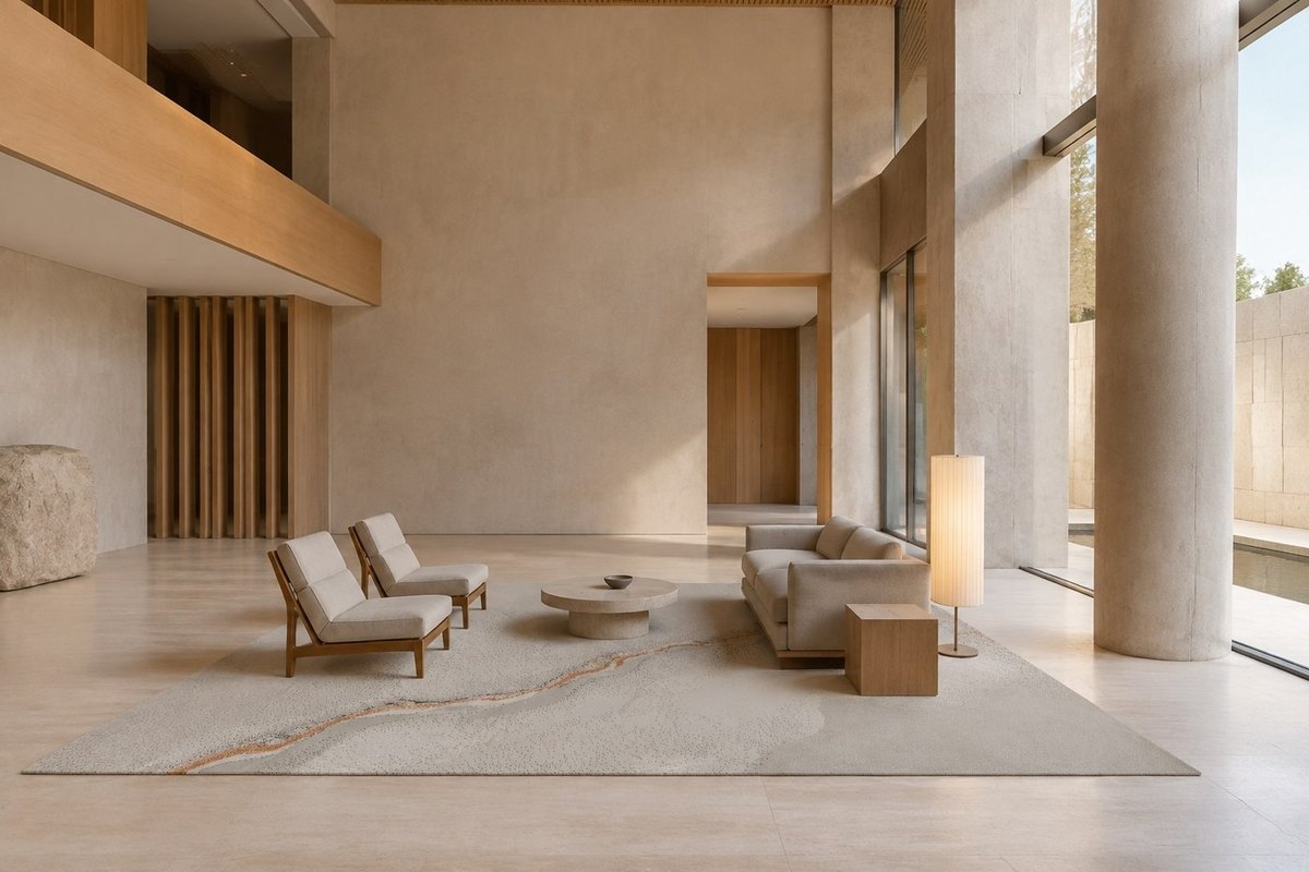 Interior with Erosion in a lobby (visualisation, AI-generated)