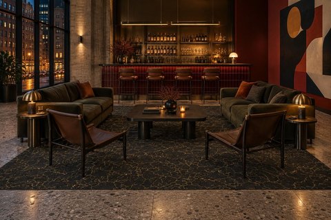 Interior with Craquelure in a bar (visualisation, AI-generated)