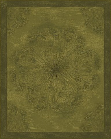 Rug design Seedhead in Olive tonal (visualisation, AI-generated)