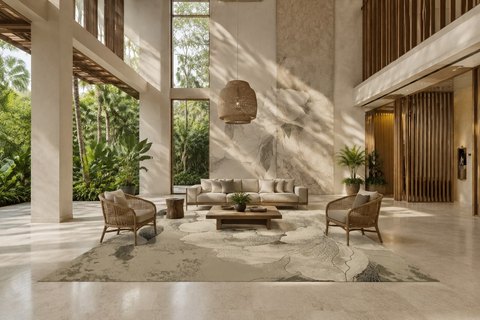 Interior with Petal in a lobby (visualisation, AI-generated)