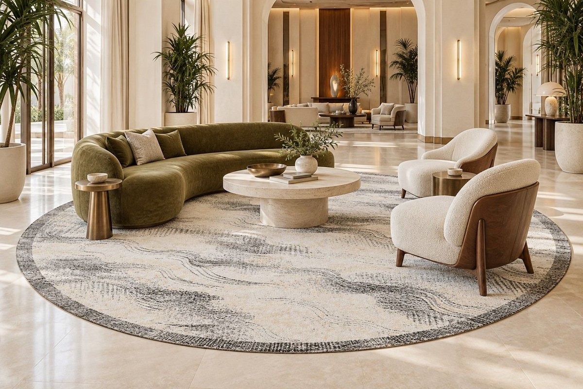 Interior with Smoke in a lobby (visualisation, AI-generated)