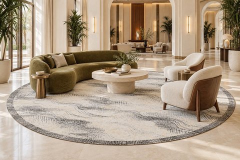 Interior with Smoke in a lobby (visualisation, AI-generated)