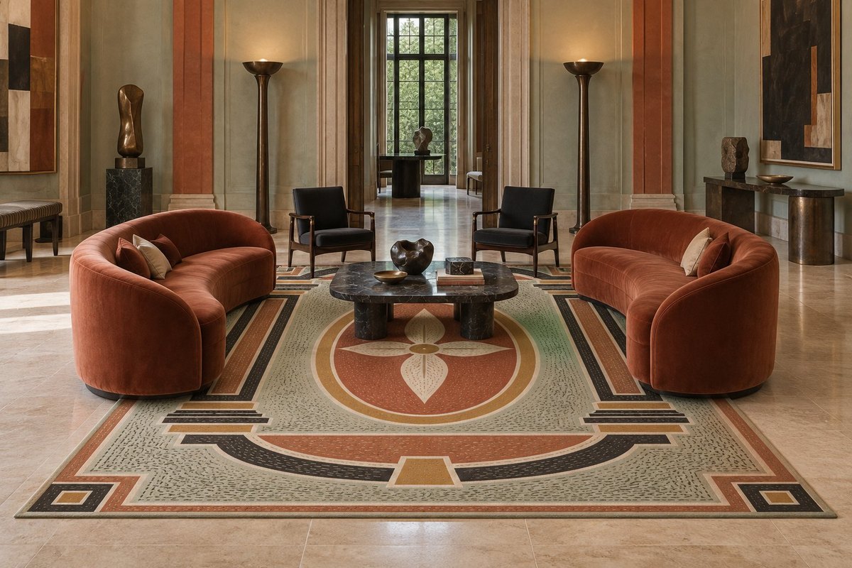 Interior with Colonnade in a suite (visualisation, AI-generated)