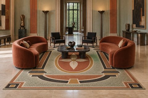 Interior with Colonnade in a suite (visualisation, AI-generated)